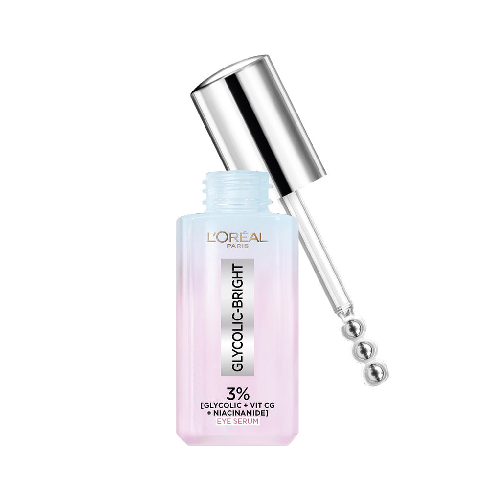 L'Oreal Paris Glycolic Bright Eye Serum with 3% Glycolic Acid  + Vitamin CG + Niacinamide 20ML - MyKady