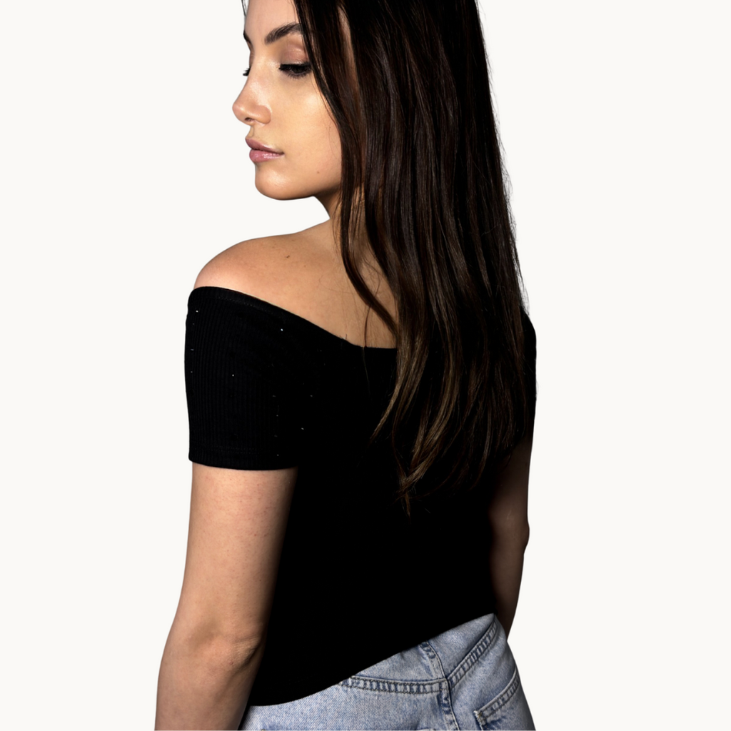 Black Off The Shoulders Corset Top - MyKady