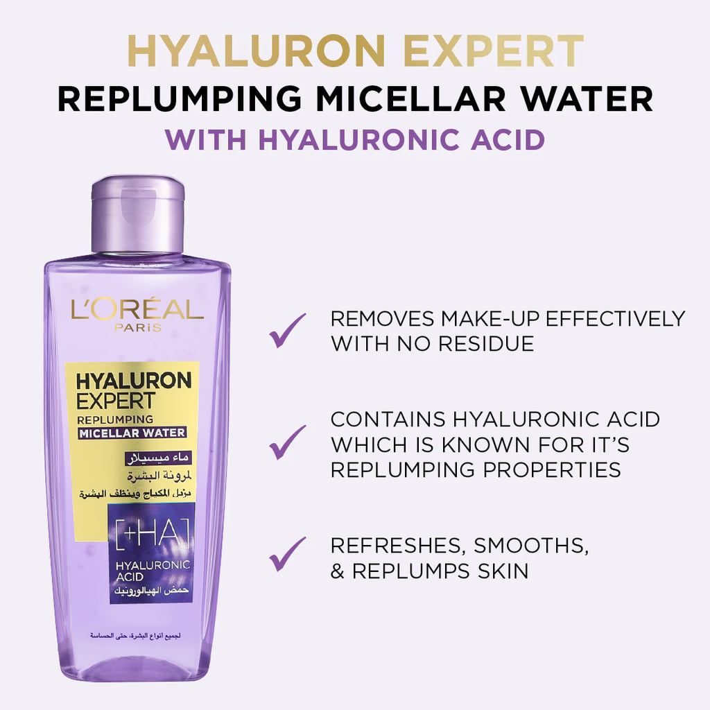 L'Oreal Paris Hyaluron Expert Replumping Moisturizing Micellar Water 200 ML - MyKady
