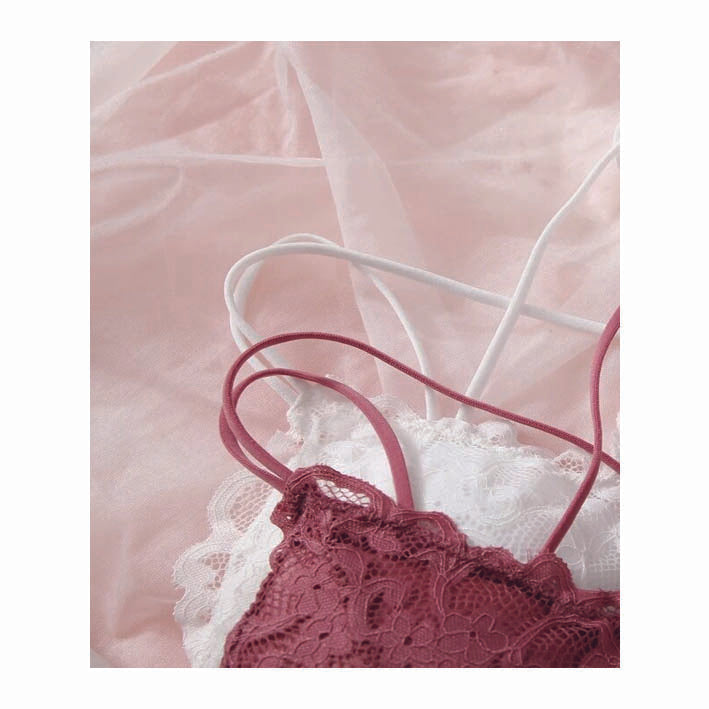 Floral Lace Criss Cross Lingerie Set - MyKady