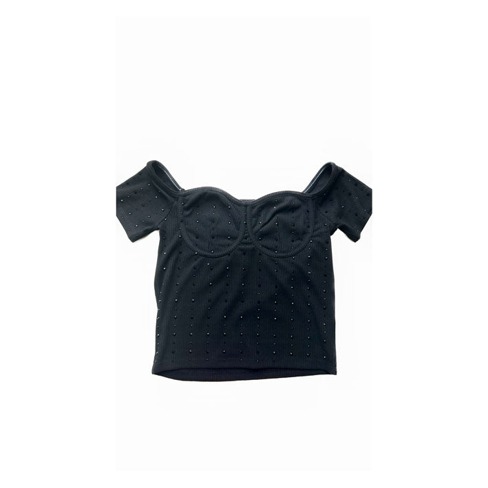 Black Off The Shoulders Corset Top - MyKady