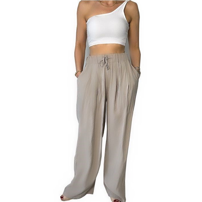Large Height Waist Pants Greige - MyKady