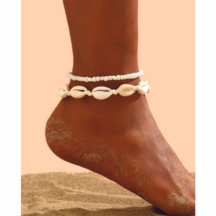 2pcs Shell & Bead Decor Anklet - MyKady