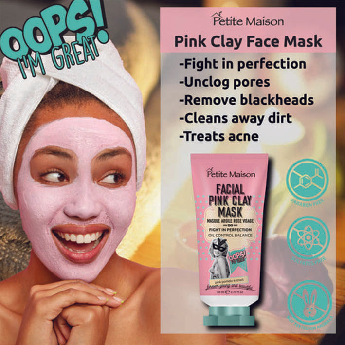 Petite Maison Facial Pink Clay Mask Brightening Purifying Bentonite Clay 80ML - MyKady
