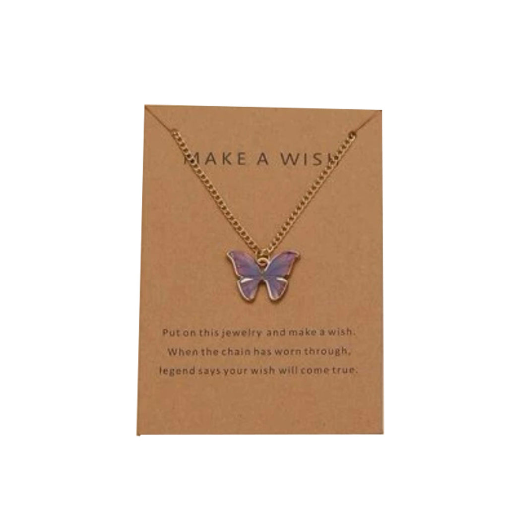 Butterfly Charm Necklace Purple - MyKady